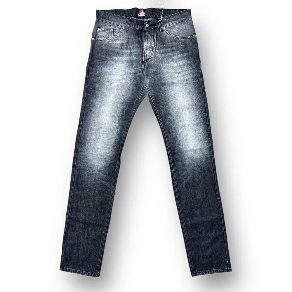 Fiorucci Ittierre Black Faded Italian Denim Jeans Straight Leg Rare Find Mens 32